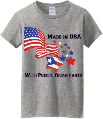Picture of Made in USA with Country of Choice Parts T-Shirt – Customizable Country Design