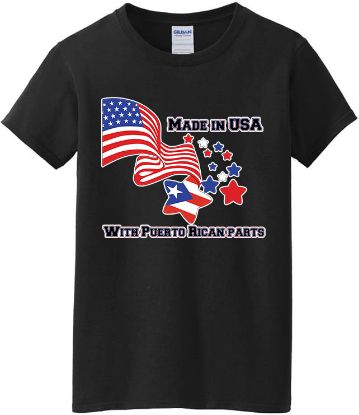Picture of Made in USA with Country of Choice Parts T-Shirt – Customizable Country Design