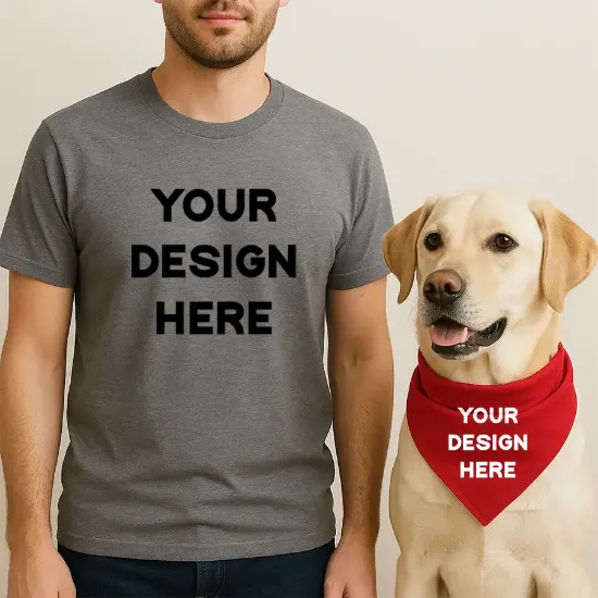 Picture of Custom Matching T-Shirt & Dog Bandana Set – Personalized Designs